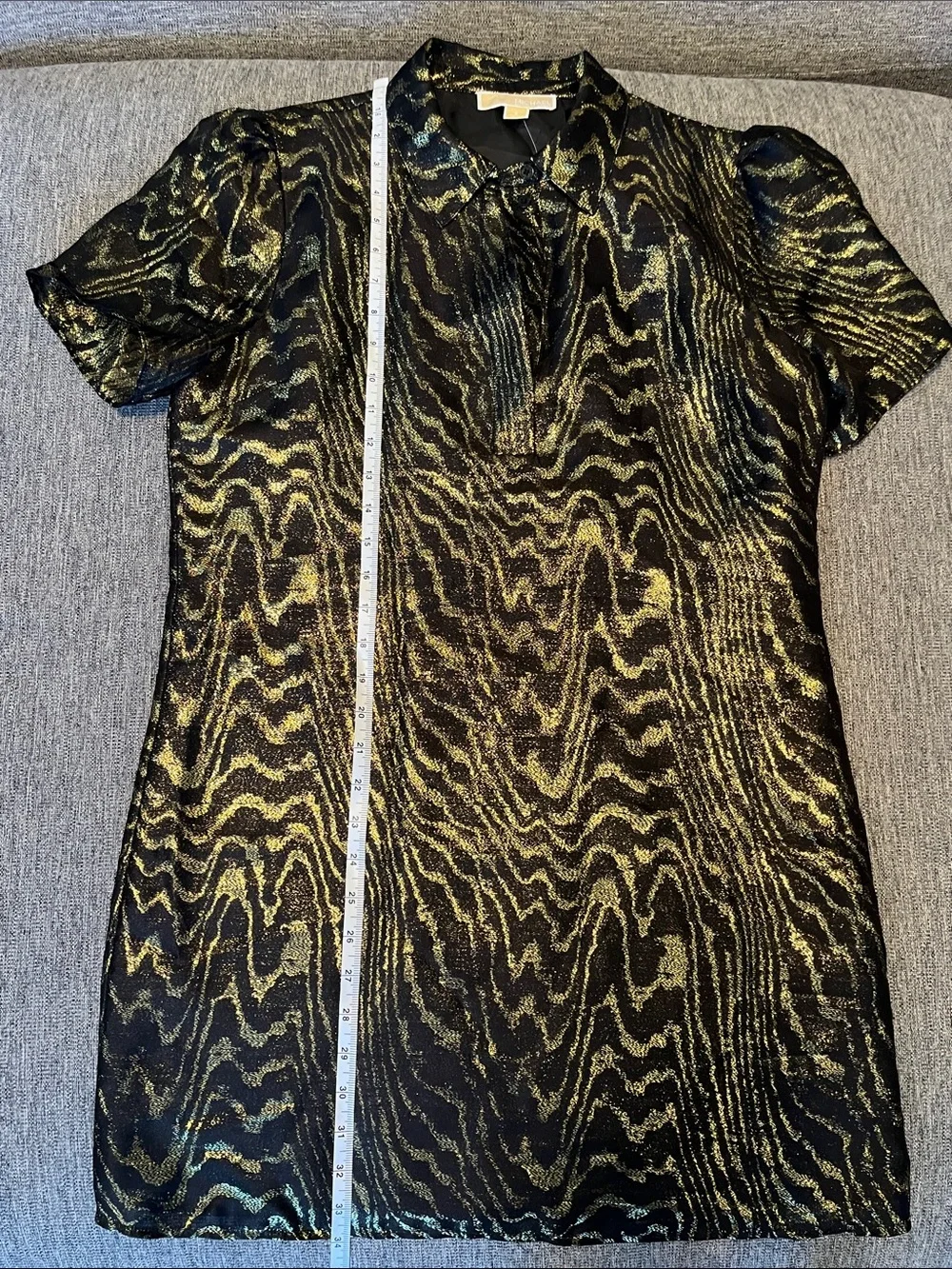 Michael Kors Black Tunic with Gold Wave Pattern